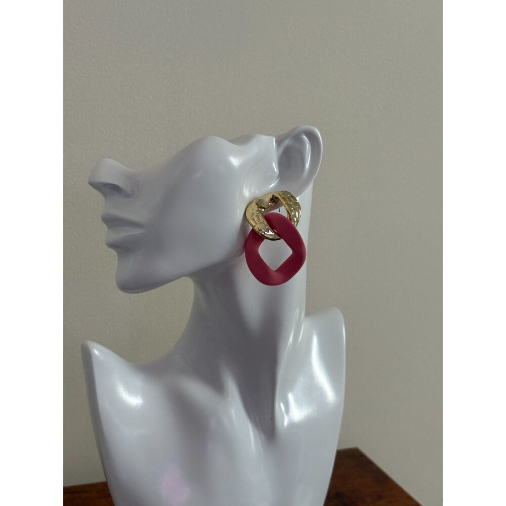 Soft & Luxurious Pink & Gold Double Hoop Earrings NWT 2"